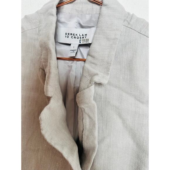 DEREK LAM 10 CROSBY Grey Linen Sleeveless Tailored Single Button Vest Size 6 - Picture 5 of 12